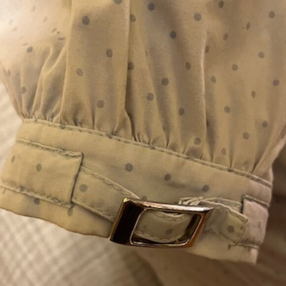 White/blue polka dot 6 button down shirt. Y2K - Picture 2 of 6